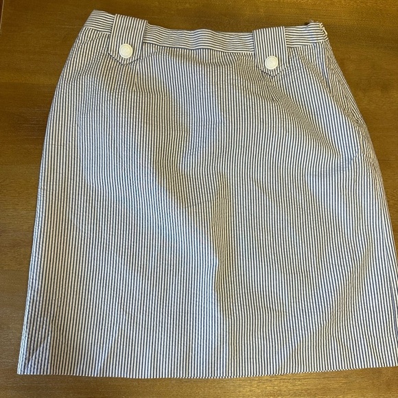 Brooks Brothers Seersucker Blue and White Striped Skirt 4P - Picture 1 of 8
